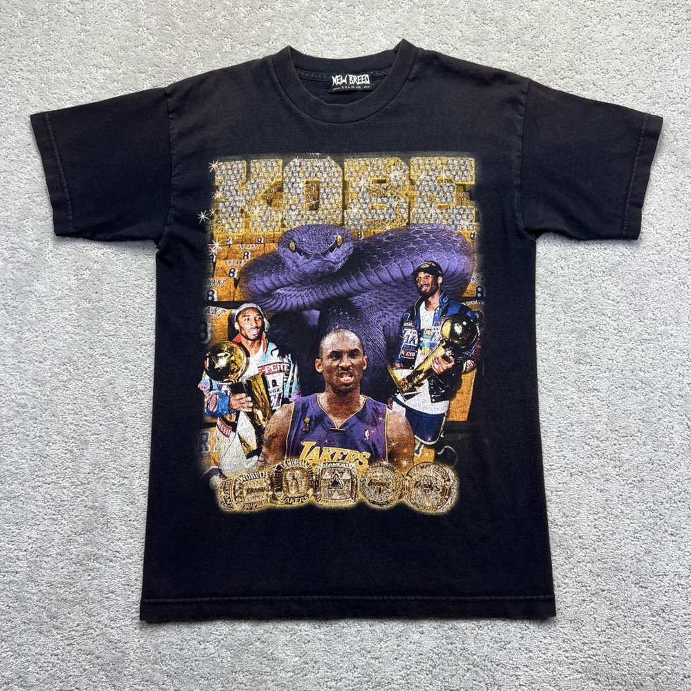 New Breed Kobe Bryant T-Shirt Mens M Black Faded Lakers Championship Graphic Tee
